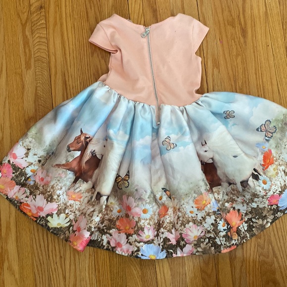 H&M size 4-6 girls dress. Peach with a horse print on the skirt - Picture 6 of 6